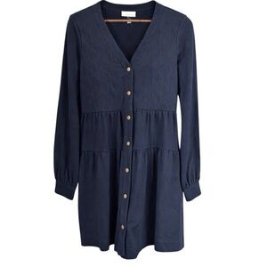 Sundays by WeareSundays Navy Tiered Button Front Dress Women’s  Size Small